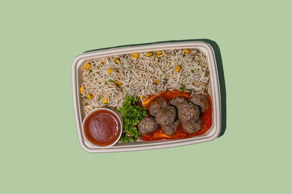 Beef Balls w Rice (DF) / كرات لحم البقر مع الأرز