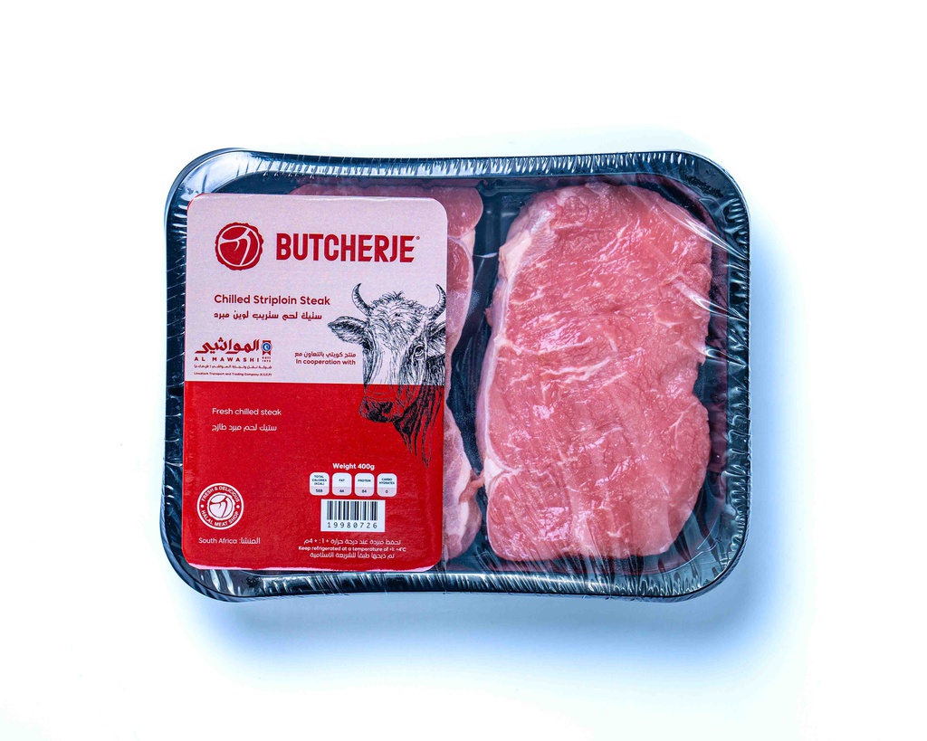 Butcherje Chilled Striploin Steak (Brazilian) 400g/بتشرج ستيك لحم ستريب لوين مبرد (برازيلية)