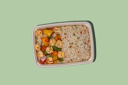 الخضار الحلوة والحامضة مع التوفو والأرز (نباتي)